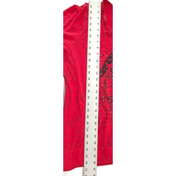 Seven7 Studded Tee Women Plus Size 26 / 28 Red 100% Cotton Grunge Y2K Retro - Picture 5 of 6